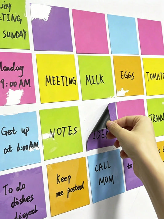 52/40/34/24/14/6/2pcs Reusable Magnetic Memo Pads, Size 7.62x7.62cm| Erasable Labels, Suitable For Whiteboards, Refrigerators, Storage Cabinets- Perfect For Office, Classroom Organization And Home M