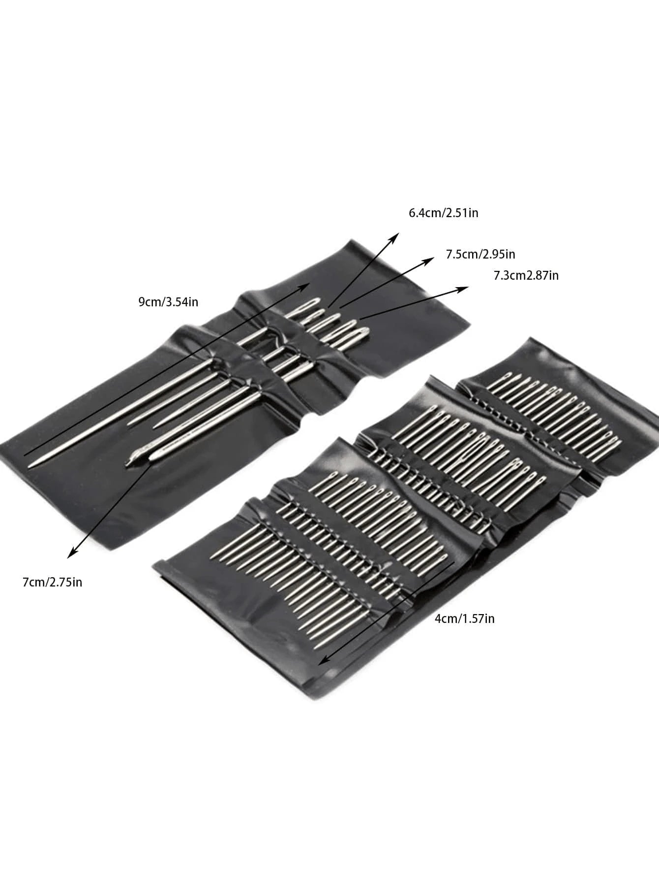 55pcs Stainless Steel Needle, Embroidery Needles For Hand Sewing, Easy Side Threading, Stitching Tools