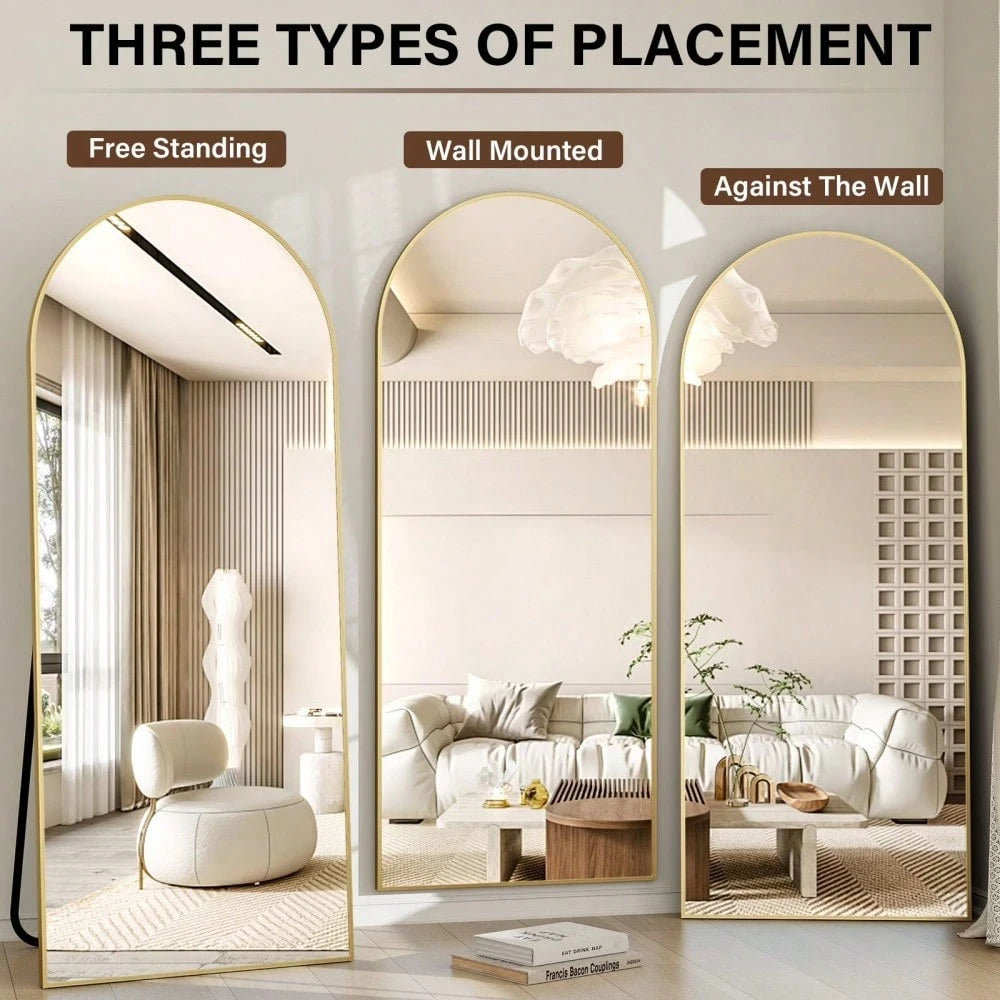 56 X 21 Inch Arched Full-Length Floor Mirror, Freestanding Dressing Mirror For Bedroom, Entryway & Living Room
