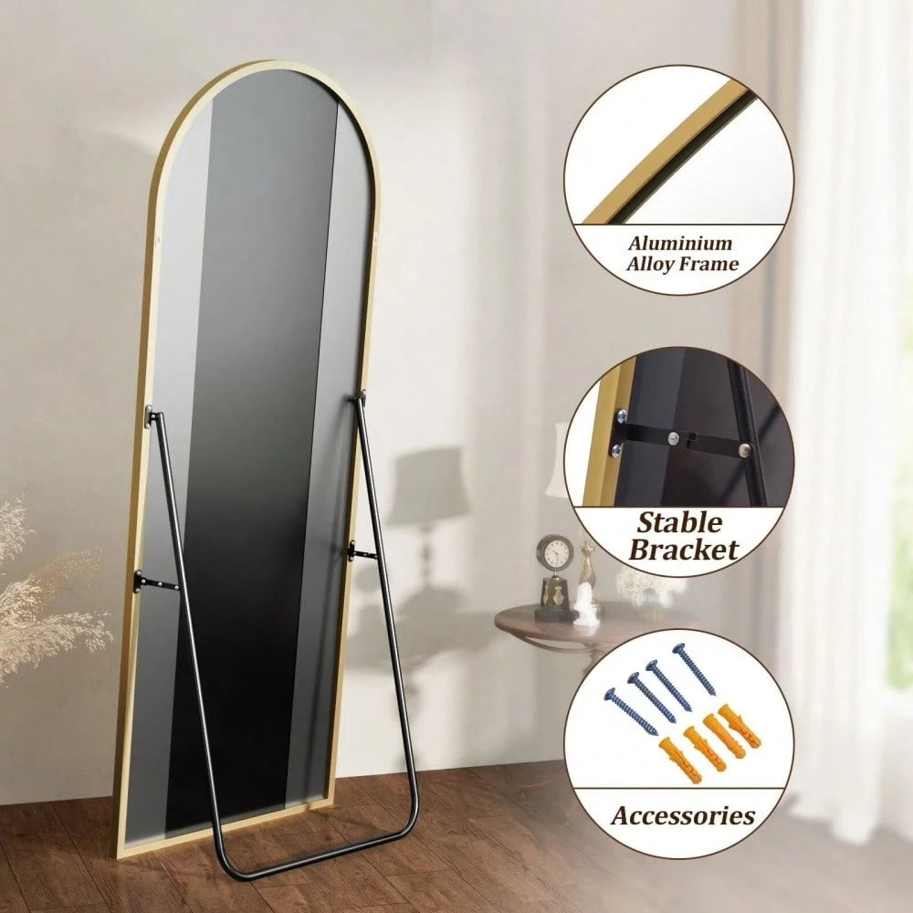 56 X 21 Inch Arched Full-Length Floor Mirror, Freestanding Dressing Mirror For Bedroom, Entryway & Living Room
