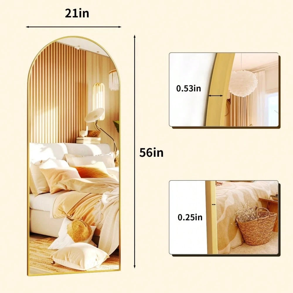 56 X 21 Inch Arched Full-Length Floor Mirror, Freestanding Dressing Mirror For Bedroom, Entryway & Living Room