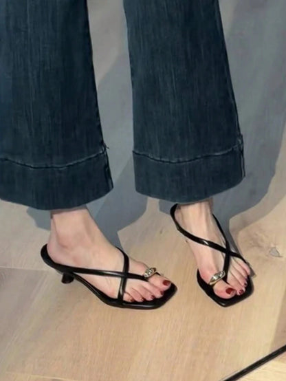 5cm Multicolor Minimalist Thong Wedge Sandals For Women, Open Toe High Heels, Summer 2025,Flip Flops