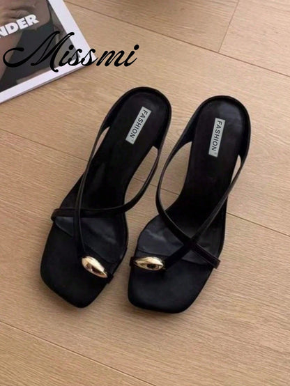 5cm Multicolor Minimalist Thong Wedge Sandals For Women, Open Toe High Heels, Summer 2025,Flip Flops