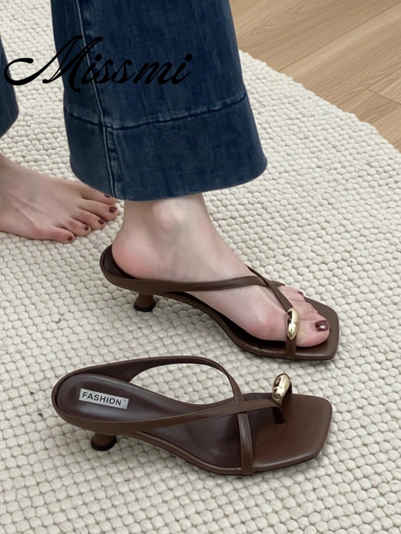 5cm Multicolor Minimalist Thong Wedge Sandals For Women, Open Toe High Heels, Summer 2025,Flip Flops