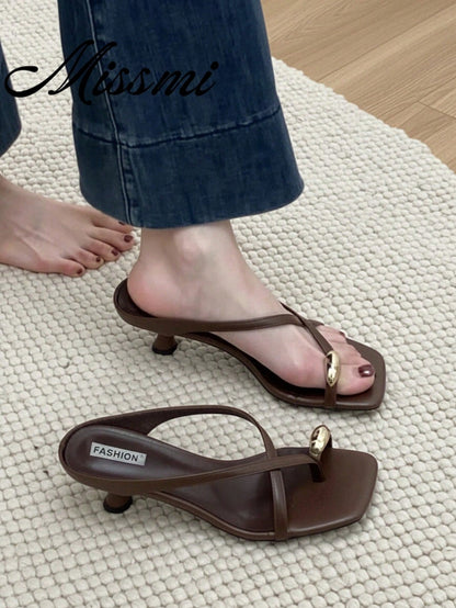 5cm Multicolor Minimalist Thong Wedge Sandals For Women, Open Toe High Heels, Summer 2025,Flip Flops