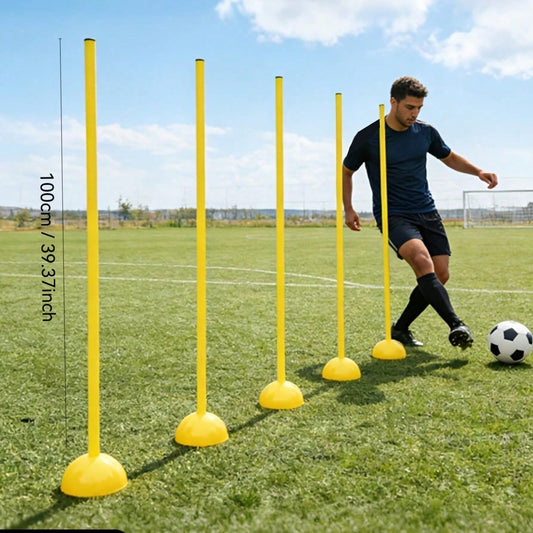 5ft Adjustable Soccer Agility Training Pole With Stable Base, Suitable For Soccer, Basketball, Dog Training, World Cup Training, Outdoor Sports Practice, Multi-Color Combination, Backyard Field Fitnes