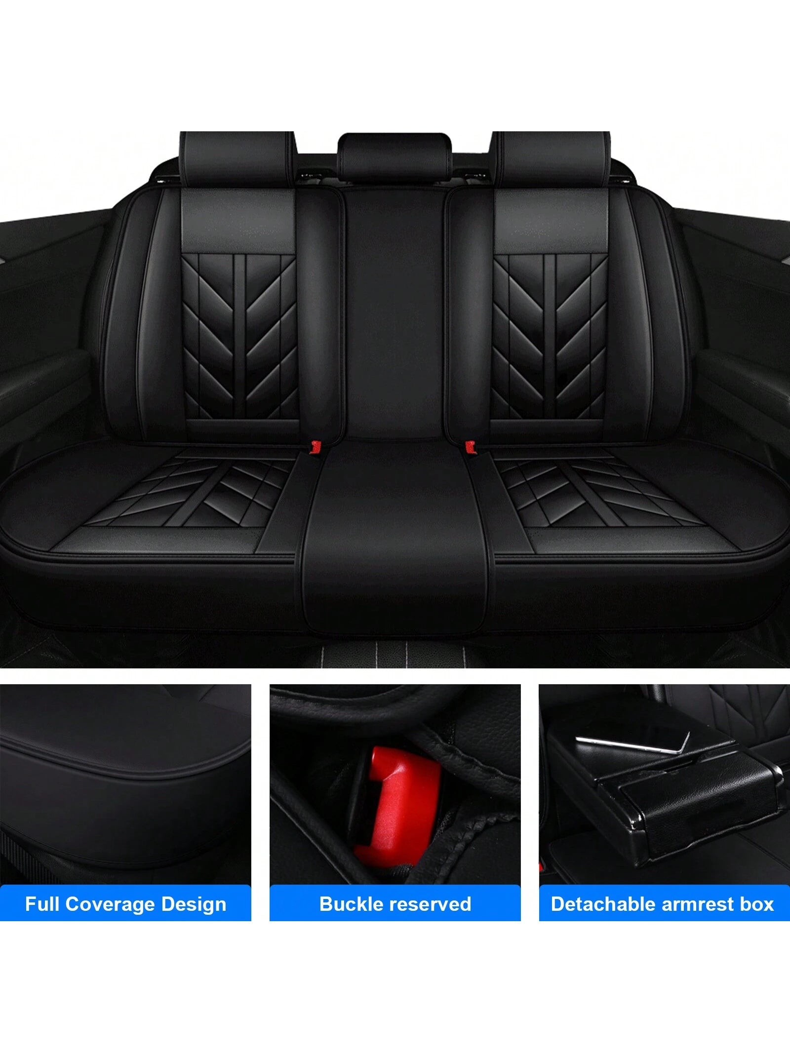 5Pcs Car Seat Covers Front Rear Cushion Protectors Universal Fit For Most Cars, Sedans Suvs And Hatchbacks, Full Set Premium Waterproof Faux Leather Car Seat Covers Cushion Protectors Airbag Compatibl