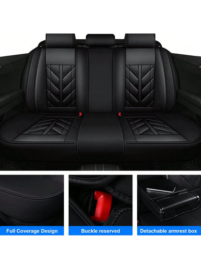 5Pcs Car Seat Covers Front Rear Cushion Protectors Universal Fit For Most Cars, Sedans Suvs And Hatchbacks, Full Set Premium Waterproof Faux Leather Car Seat Covers Cushion Protectors Airbag Compatibl
