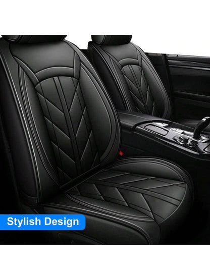 5Pcs Car Seat Covers Front Rear Cushion Protectors Universal Fit For Most Cars, Sedans Suvs And Hatchbacks, Full Set Premium Waterproof Faux Leather Car Seat Covers Cushion Protectors Airbag Compatibl