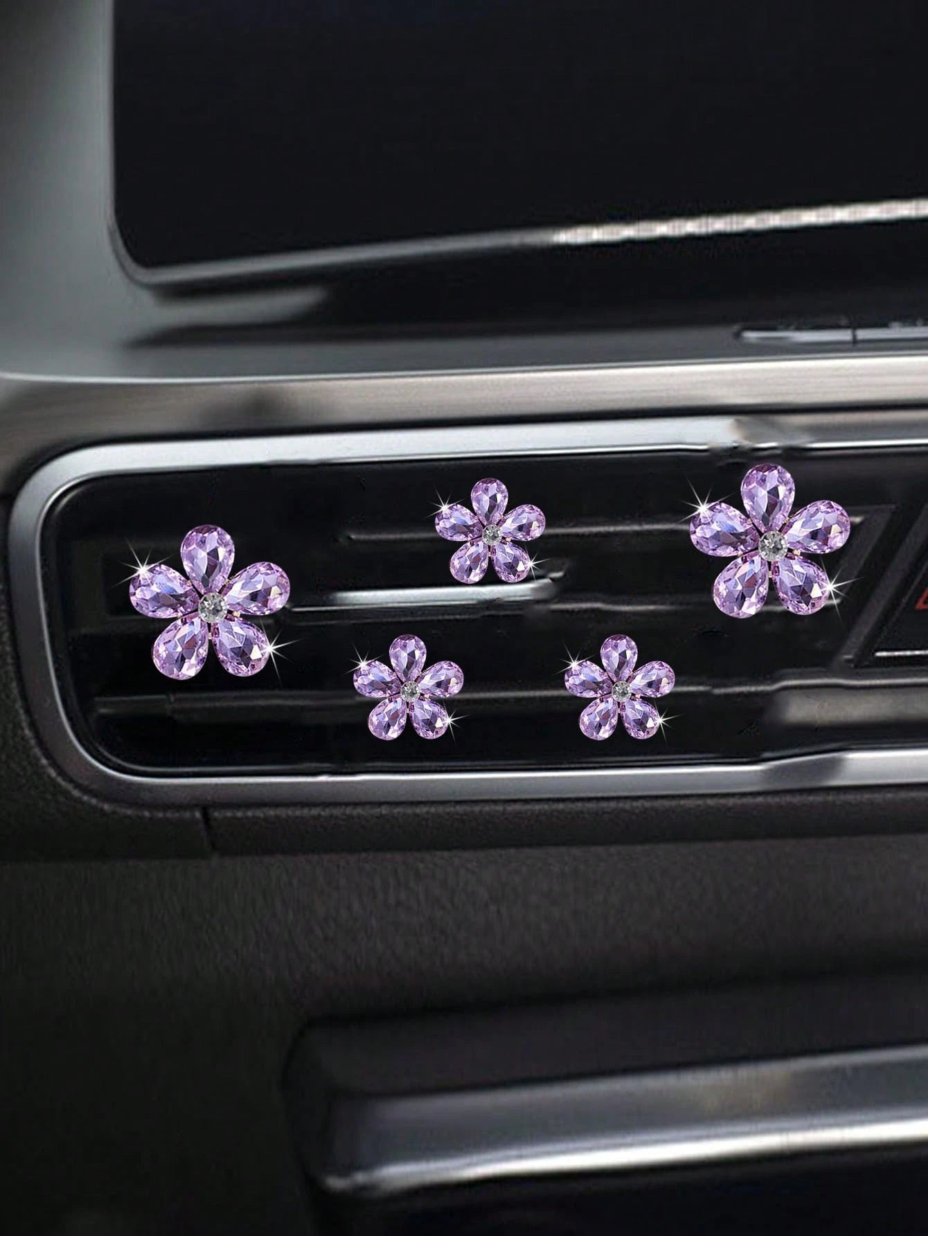 5pcs Crystal Flower Car Air Vent Clip Air Freshener, Car Interior Accessories For Car Decoration