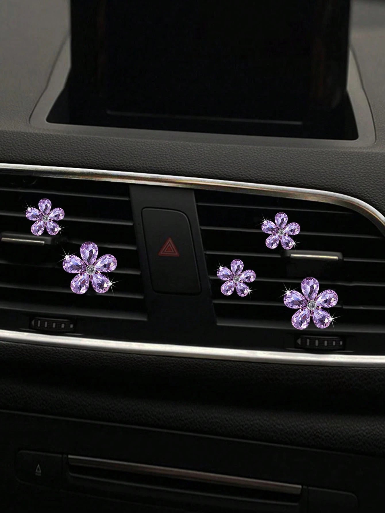 5pcs Crystal Flower Car Air Vent Clip Air Freshener, Car Interior Accessories For Car Decoration