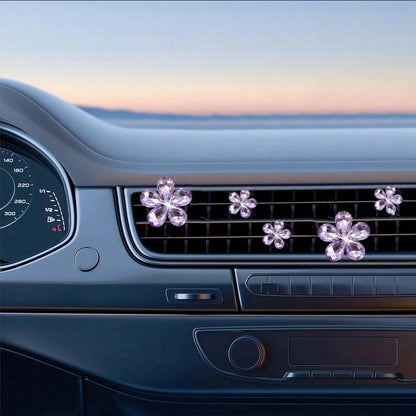 5pcs Crystal Flower Car Air Vent Clip Air Freshener, Car Interior Accessories For Car Decoration