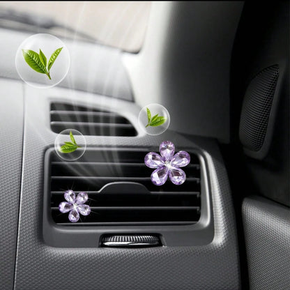 5pcs Crystal Flower Car Air Vent Clip Air Freshener, Car Interior Accessories For Car Decoration