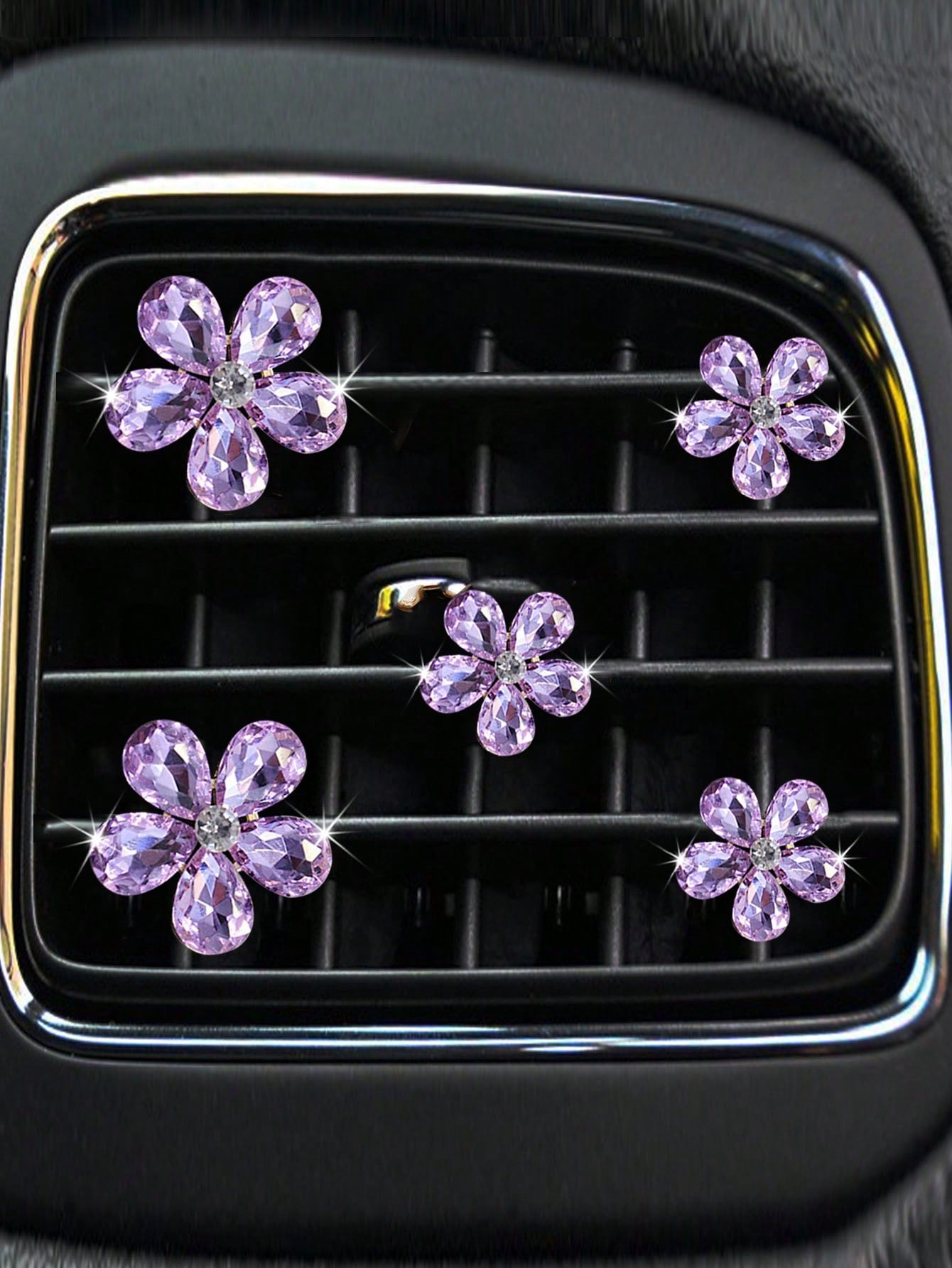 5pcs Crystal Flower Car Air Vent Clip Air Freshener, Car Interior Accessories For Car Decoration