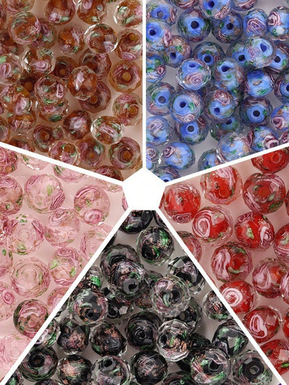 5pcs Floral Glass Faceted Wheel Beads Loose Beads Handmade DIY Bracelet Necklace Earring Jewelry Accessories Materials