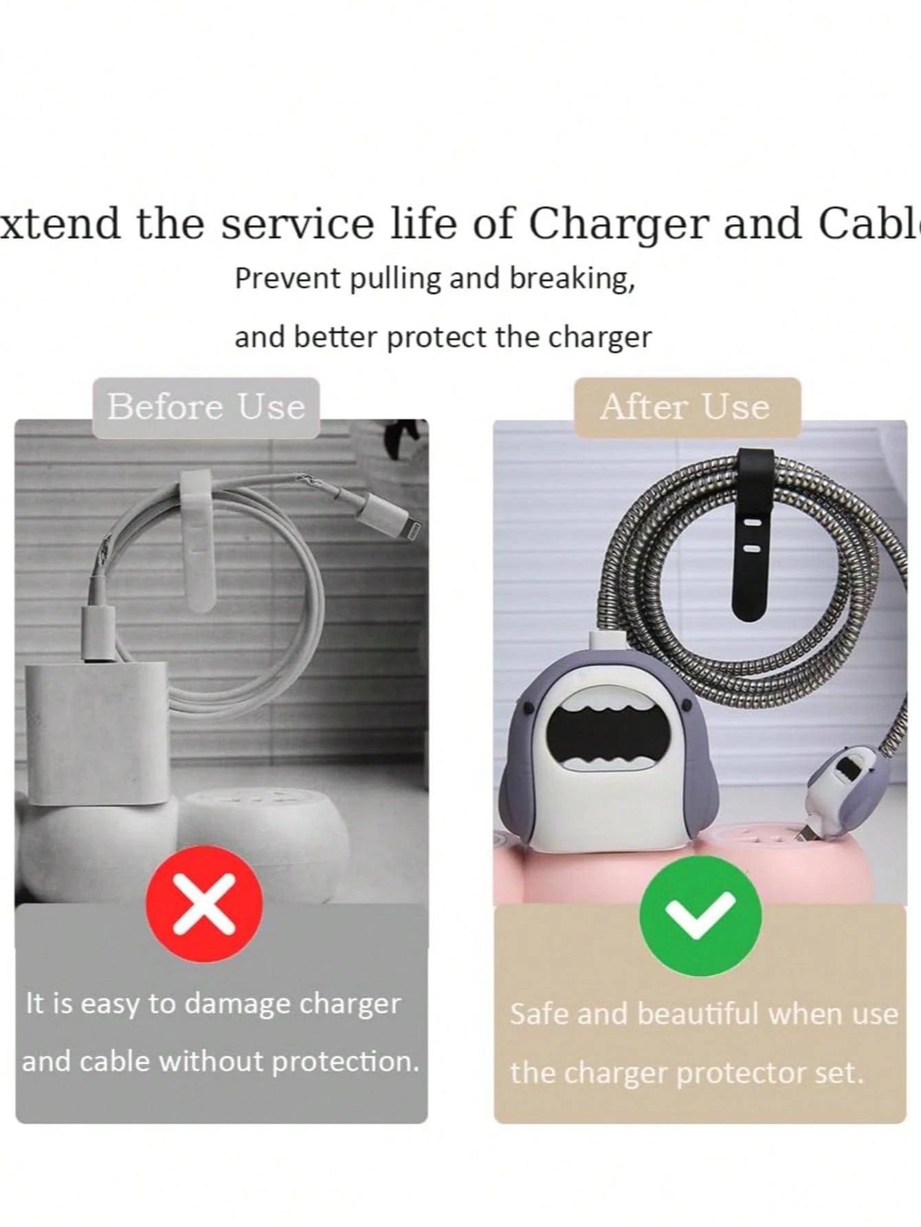 5pcs Gray Cartoon Cute Shark Design Protective Case Set Compatible With Apple 18/20W Charger & Cable, Includes Charger Adapter Cover, Cable Protector, Tidy Cable Management, Anti-Scratch, Anti-Collisi