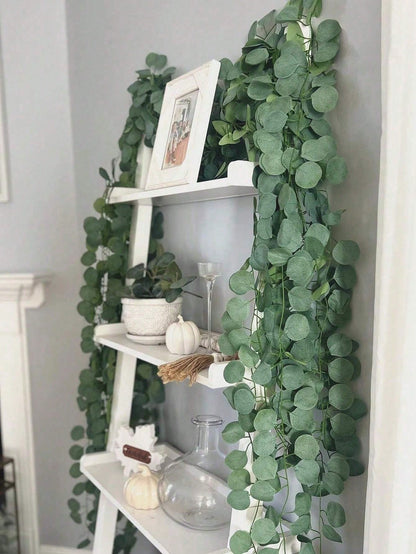 6/12pcs Artificial Eucalyptus Wreath, Artificial Green Wreath, Fake Eucalyptus Leaves, Suitable For Home Decor, Wedding Backdrop, Party Decoration, Birthday, Graduation, Kitchen Decor, Etc.