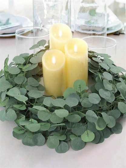 6/12pcs Artificial Eucalyptus Wreath, Artificial Green Wreath, Fake Eucalyptus Leaves, Suitable For Home Decor, Wedding Backdrop, Party Decoration, Birthday, Graduation, Kitchen Decor, Etc.