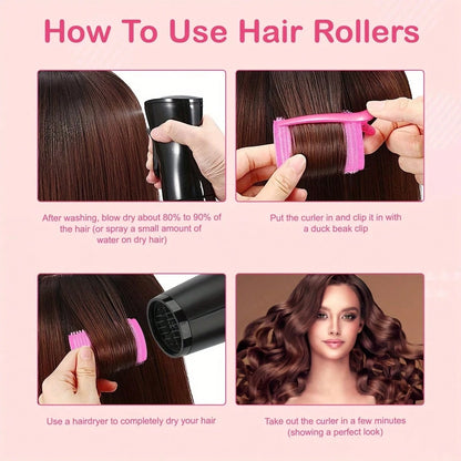 6/4/2/1pc Self-Adhesive Hair Roller Set, Salon Hair Curler Set, Suitable For Medium To Short Hair, Self-Fixing Hair Roller Set, Heatless Hair Curler Set With Clips