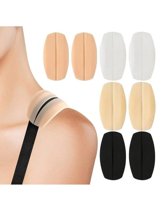 6/4/3/2pcs Silicone Shoulder Strap Anti-Slip Pads[Nude+White+Black]Bra Strap Anti-Slip Pads, Anti-Slip Shoulder Pads, Invisible Silicone Shoulder Pads, Soft Anti-Slip Seamless Bra Strap Pads, Women's