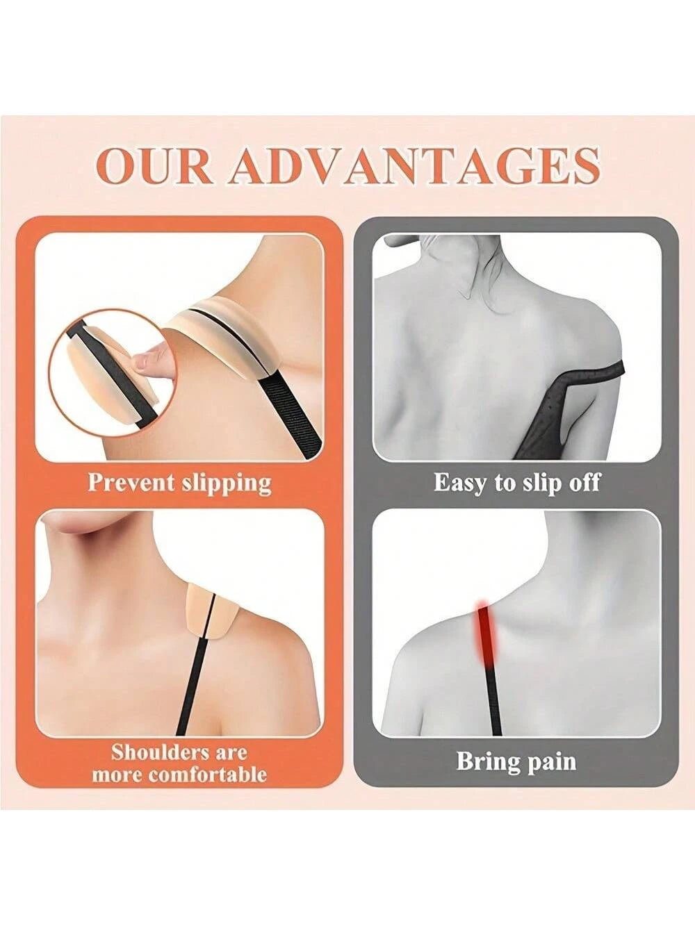 6/4/3/2pcs Silicone Shoulder Strap Anti-Slip Pads[Nude+White+Black]Bra Strap Anti-Slip Pads, Anti-Slip Shoulder Pads, Invisible Silicone Shoulder Pads, Soft Anti-Slip Seamless Bra Strap Pads, Women's