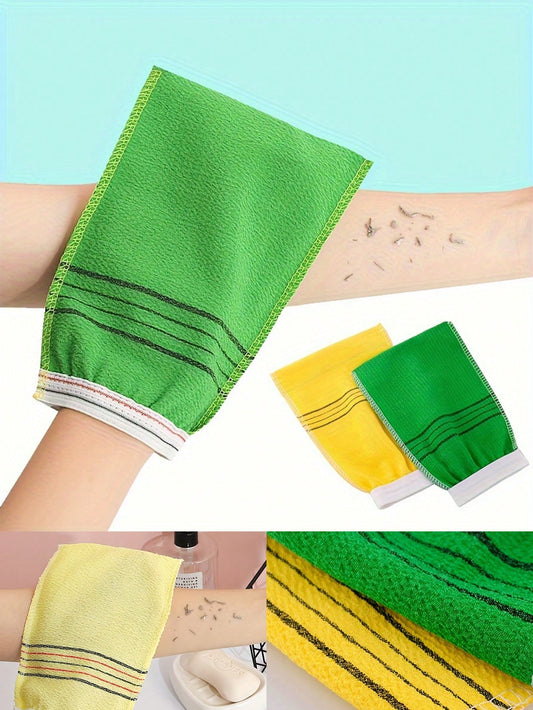 6 Piecess Single Layer Double Sided Bath Towel Hotel Bath Towel Sauna Bathing Bath Glove Back Scrub Mud And Ash, Household Bath Towel, Exfoliating Shower Glove And Towel, Massage And Body Scrub, Body