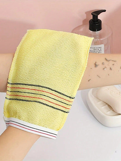 6 Piecess Single Layer Double Sided Bath Towel Hotel Bath Towel Sauna Bathing Bath Glove Back Scrub Mud And Ash, Household Bath Towel, Exfoliating Shower Glove And Towel, Massage And Body Scrub, Body