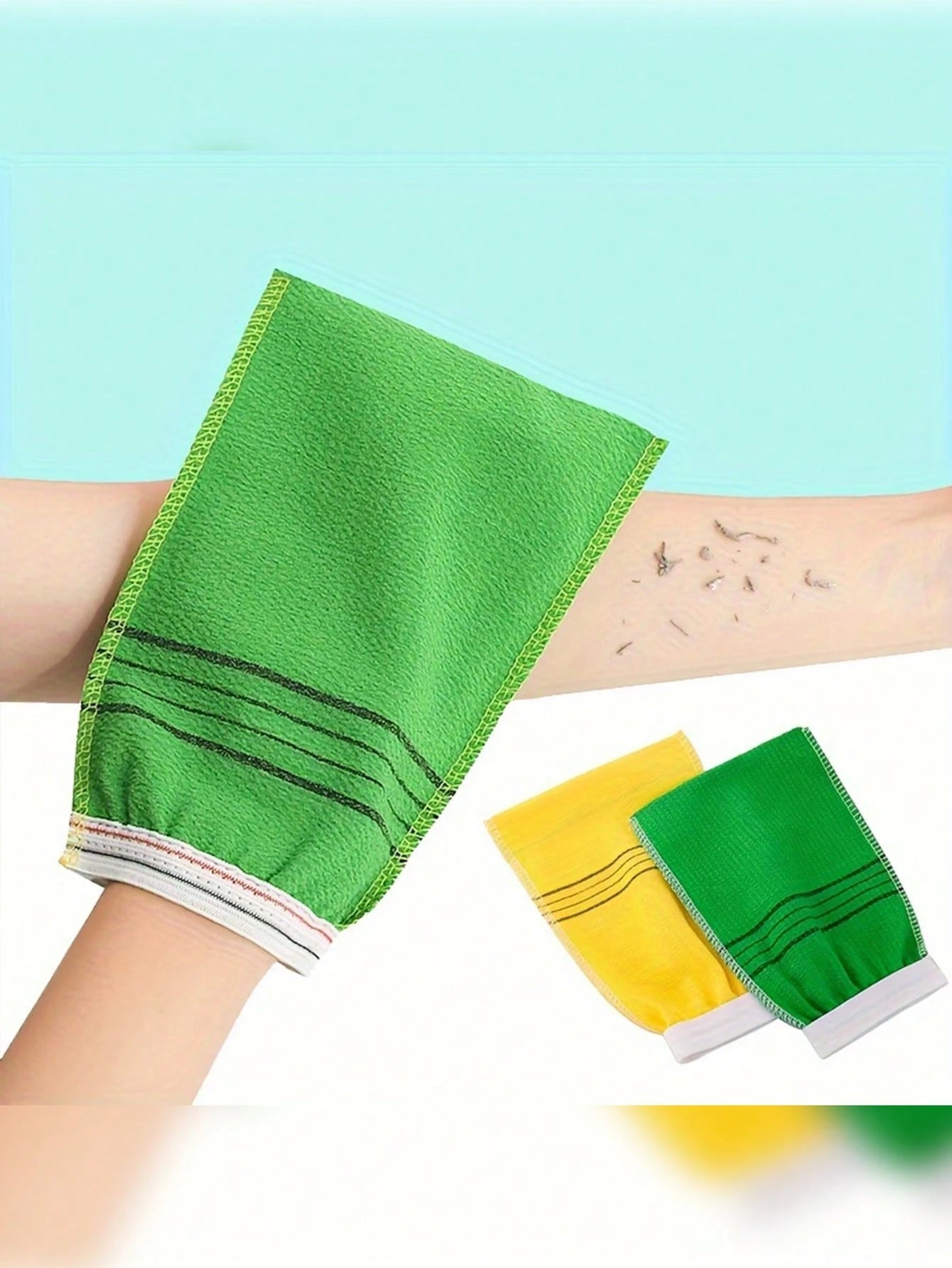 6 Piecess Single Layer Double Sided Bath Towel Hotel Bath Towel Sauna Bathing Bath Glove Back Scrub Mud And Ash, Household Bath Towel, Exfoliating Shower Glove And Towel, Massage And Body Scrub, Body