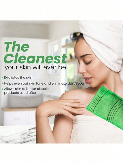 6 Piecess Single Layer Double Sided Bath Towel Hotel Bath Towel Sauna Bathing Bath Glove Back Scrub Mud And Ash, Household Bath Towel, Exfoliating Shower Glove And Towel, Massage And Body Scrub, Body
