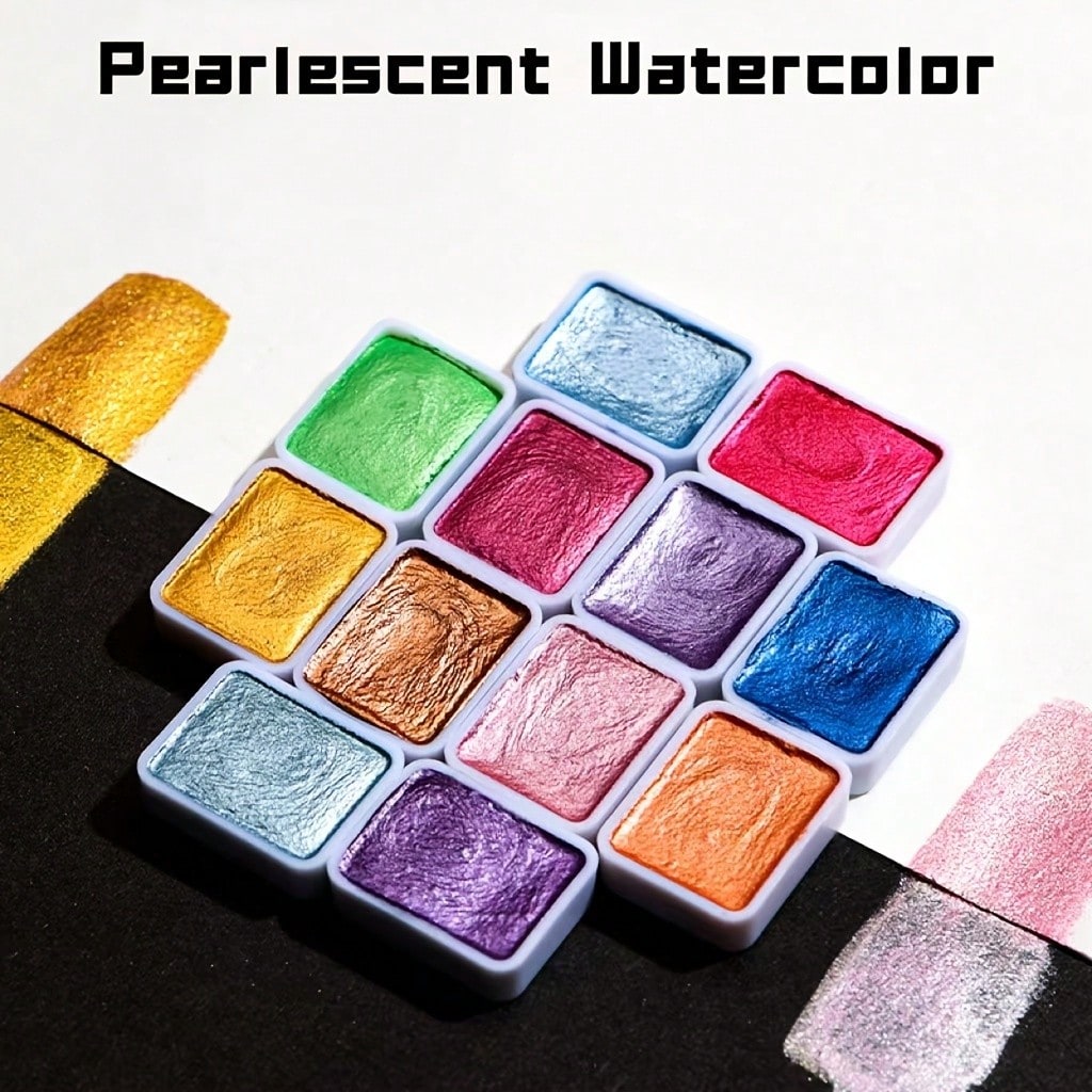 60 Colors Pearl Watercolor Pigment, Dyes, Pearlescent, Metallic, Shimmer, Glitter, Starry Solid Paint Mini Travel Portable Art Kit For Painting, Writing, Drawing, Lightweight, DIY Supplies For Beginne