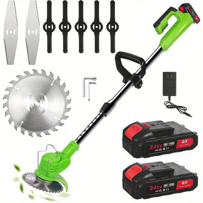 600W Cordless Wacker, Grass Trimmer, Comes With 2 Batteries, High Power Lawn Trimming Tool, Lightweight Wireless Cutter, Perfect For Lawn, Garden, Walkway Edging And Overgrown Grass Clearing