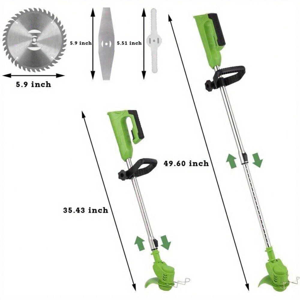 600W Cordless Wacker, Grass Trimmer, Comes With 2 Batteries, High Power Lawn Trimming Tool, Lightweight Wireless Cutter, Perfect For Lawn, Garden, Walkway Edging And Overgrown Grass Clearing