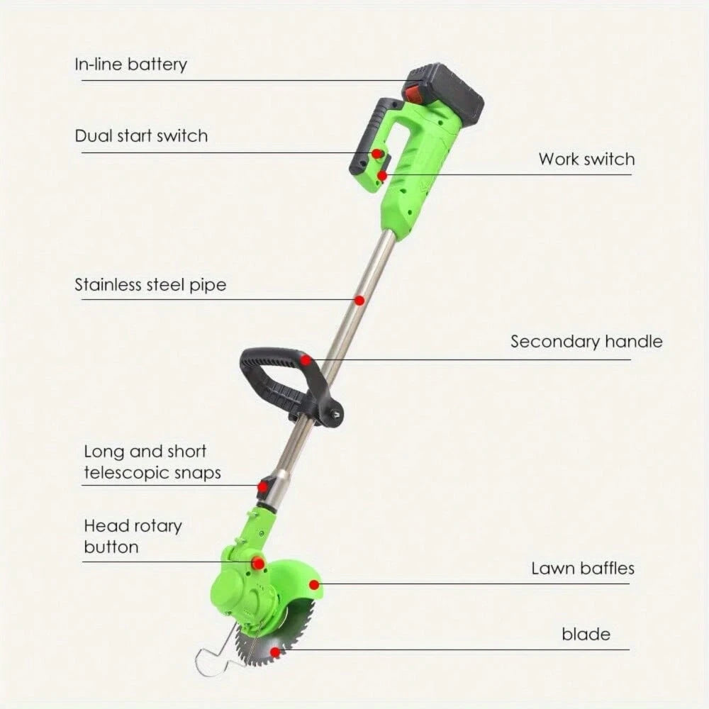 600W Cordless Wacker, Grass Trimmer, Comes With 2 Batteries, High Power Lawn Trimming Tool, Lightweight Wireless Cutter, Perfect For Lawn, Garden, Walkway Edging And Overgrown Grass Clearing