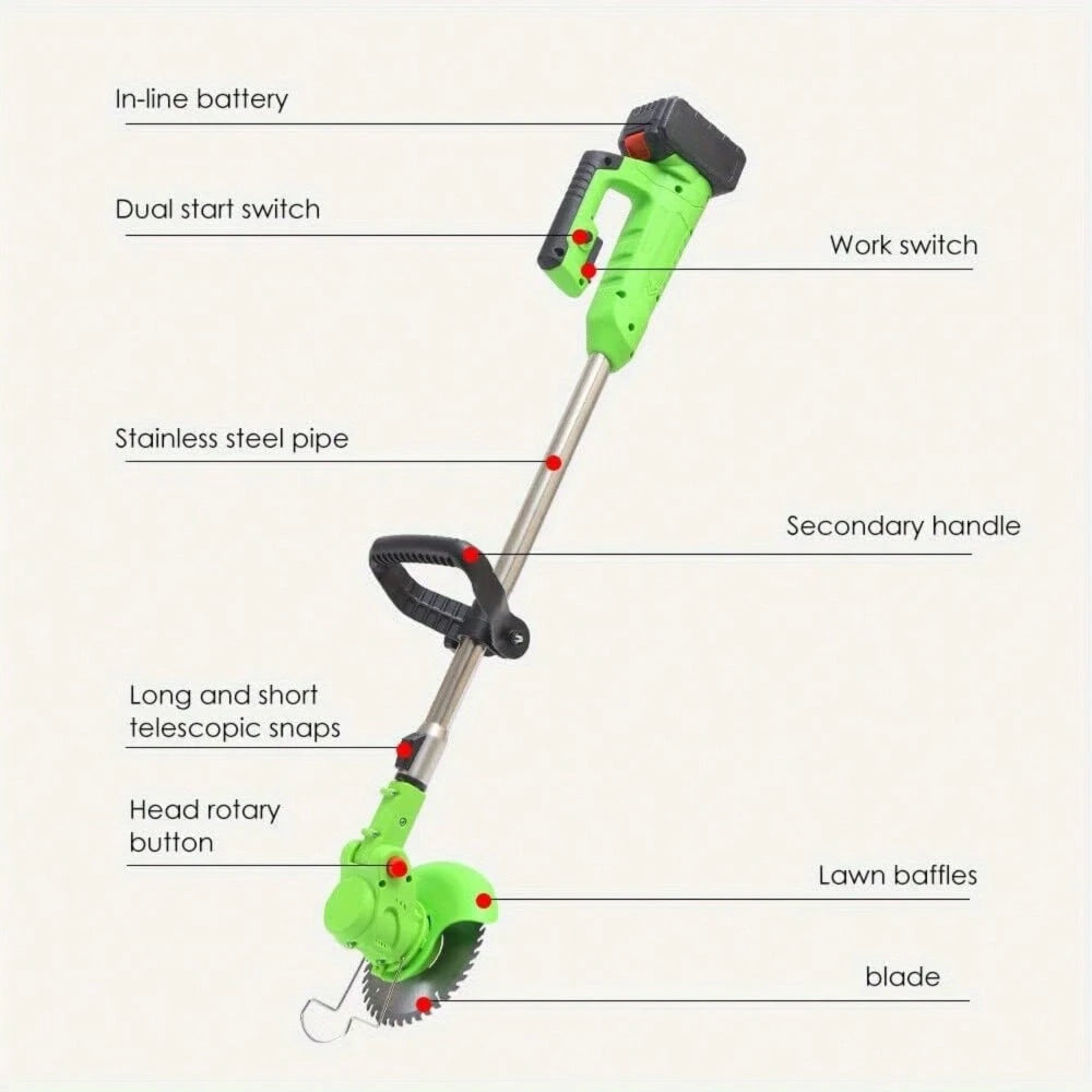 600W Cordless Wacker, Grass Trimmer, Comes With 2 Batteries, High Power Lawn Trimming Tool, Lightweight Wireless Cutter, Perfect For Lawn, Garden, Walkway Edging And Overgrown Grass Clearing