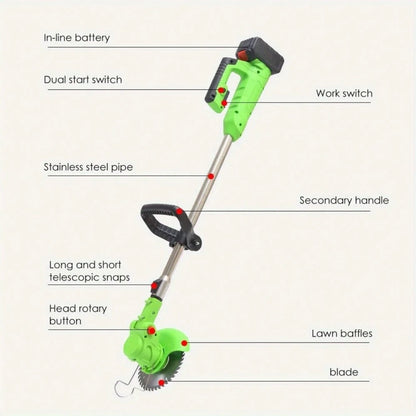 600W Cordless Wacker, Grass Trimmer, Comes With 2 Batteries, High Power Lawn Trimming Tool, Lightweight Wireless Cutter, Perfect For Lawn, Garden, Walkway Edging And Overgrown Grass Clearing