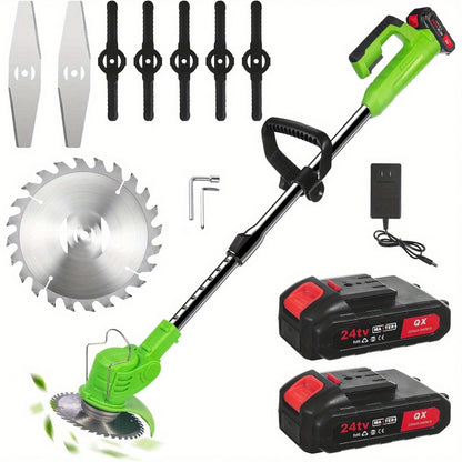 600W Cordless Wacker, Grass Trimmer, Comes With 2 Batteries, High Power Lawn Trimming Tool, Lightweight Wireless Cutter, Perfect For Lawn, Garden, Walkway Edging And Overgrown Grass Clearing