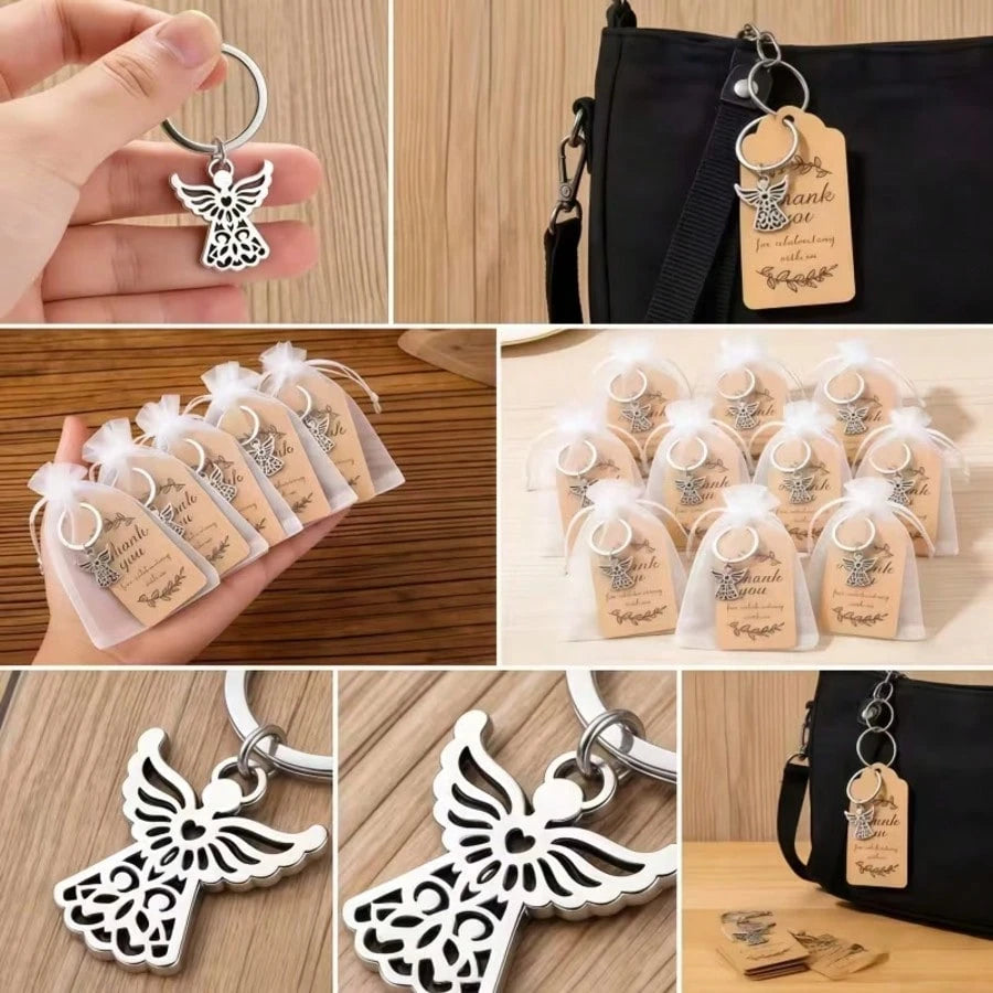 60pcs/20set Baptism Favors For Guests Baptismal Souvenirs Bulk Baptism Guardian Angel Keychain Set Baptism Angel Keychains First Communion Party Favors With Thank You Cards For Baby Shower Souvenirs