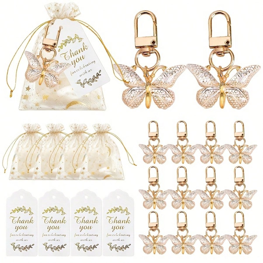 60pcs/20set Butterfly Keychain Gift Set Baby Shower Party Baby Shower Gifts For Guest Baby Shower Birthday Girl Party Favors For Kids Birthday Supplies Gender Reveal Party Supplies Baby Shower Decorat