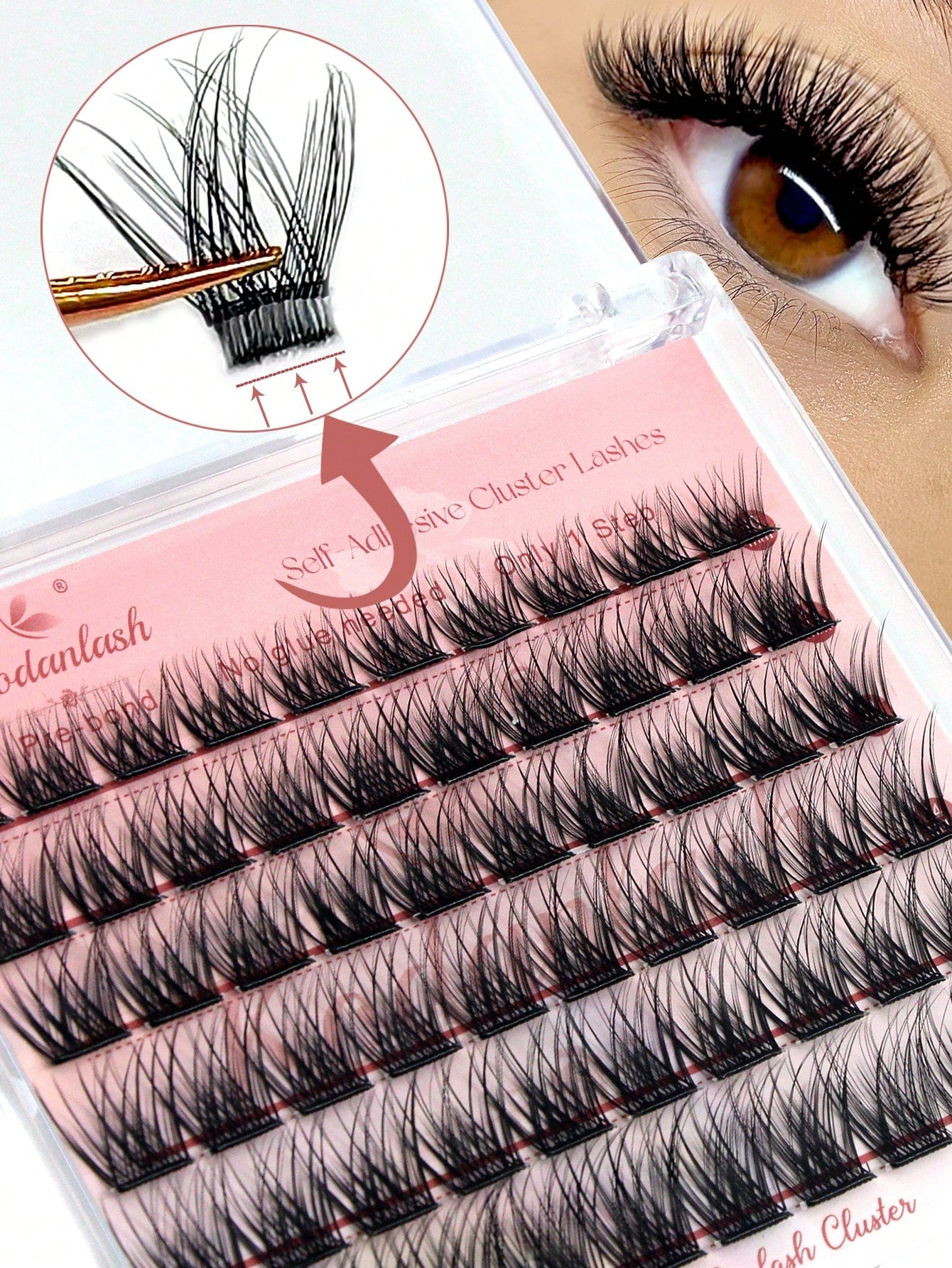 60pcs Self-Adhesive False Eyelashes, Press-On Lash Clusters, Natural Look, 10-16mm, No Glue Needed, Easy To Wear