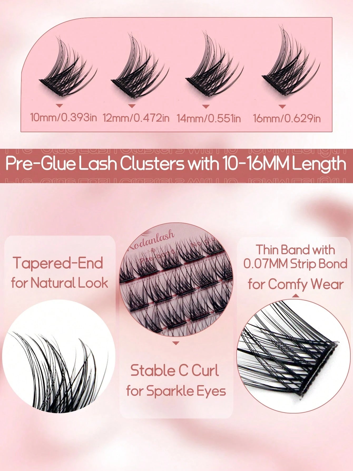 60pcs Self-Adhesive False Eyelashes, Press-On Lash Clusters, Natural Look, 10-16mm, No Glue Needed, Easy To Wear