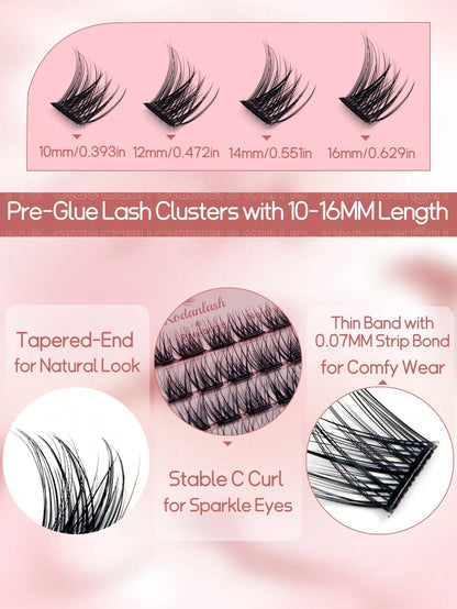 60pcs Self-Adhesive False Eyelashes, Press-On Lash Clusters, Natural Look, 10-16mm, No Glue Needed, Easy To Wear