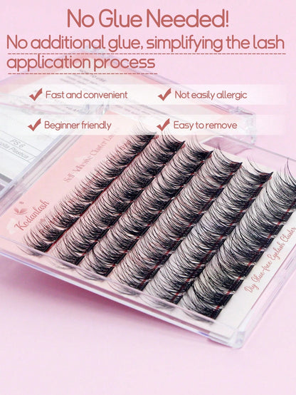 60pcs Self-Adhesive False Eyelashes, Press-On Lash Clusters, Natural Look, 10-16mm, No Glue Needed, Easy To Wear