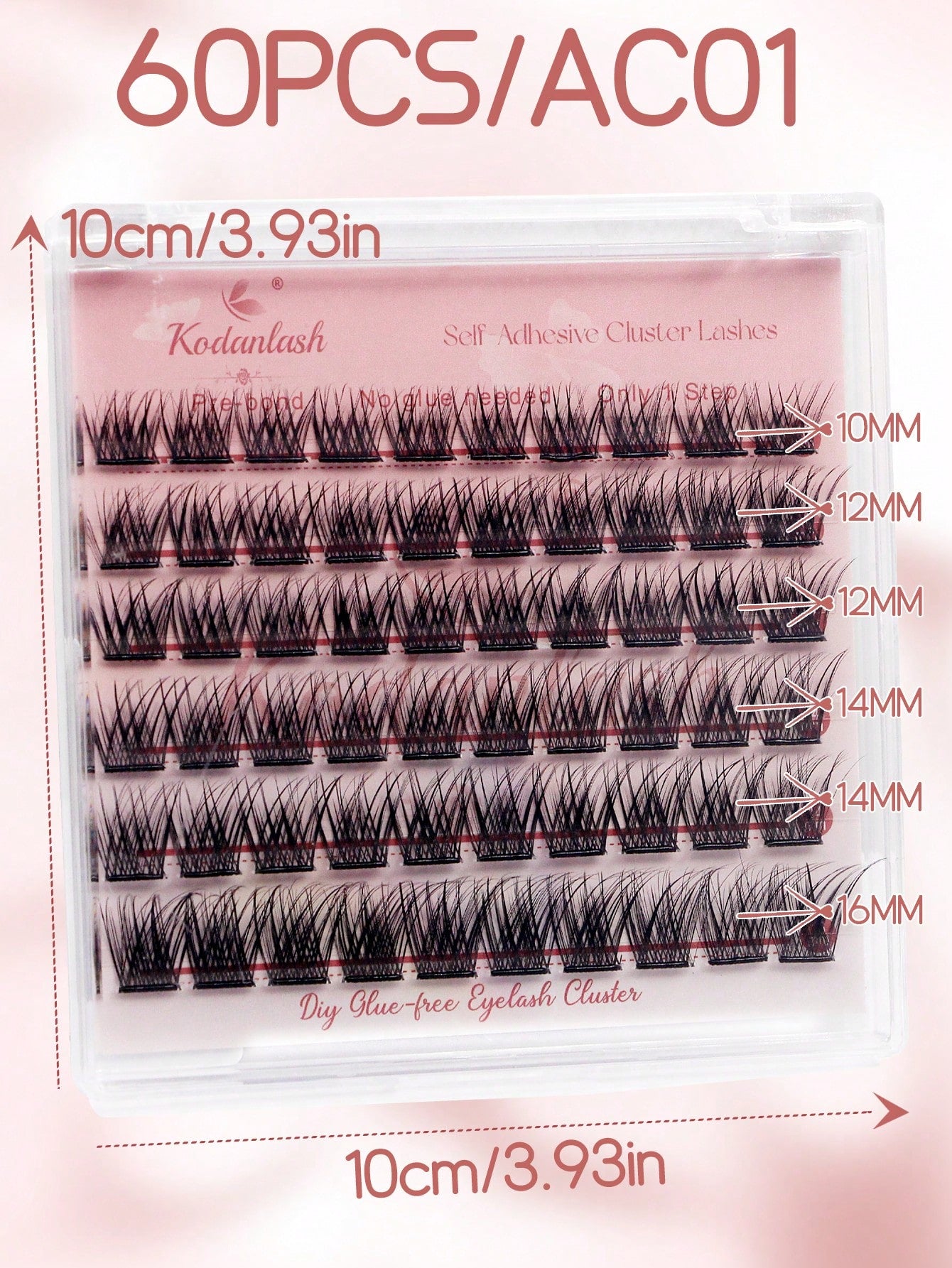 60pcs Self-Adhesive False Eyelashes, Press-On Lash Clusters, Natural Look, 10-16mm, No Glue Needed, Easy To Wear