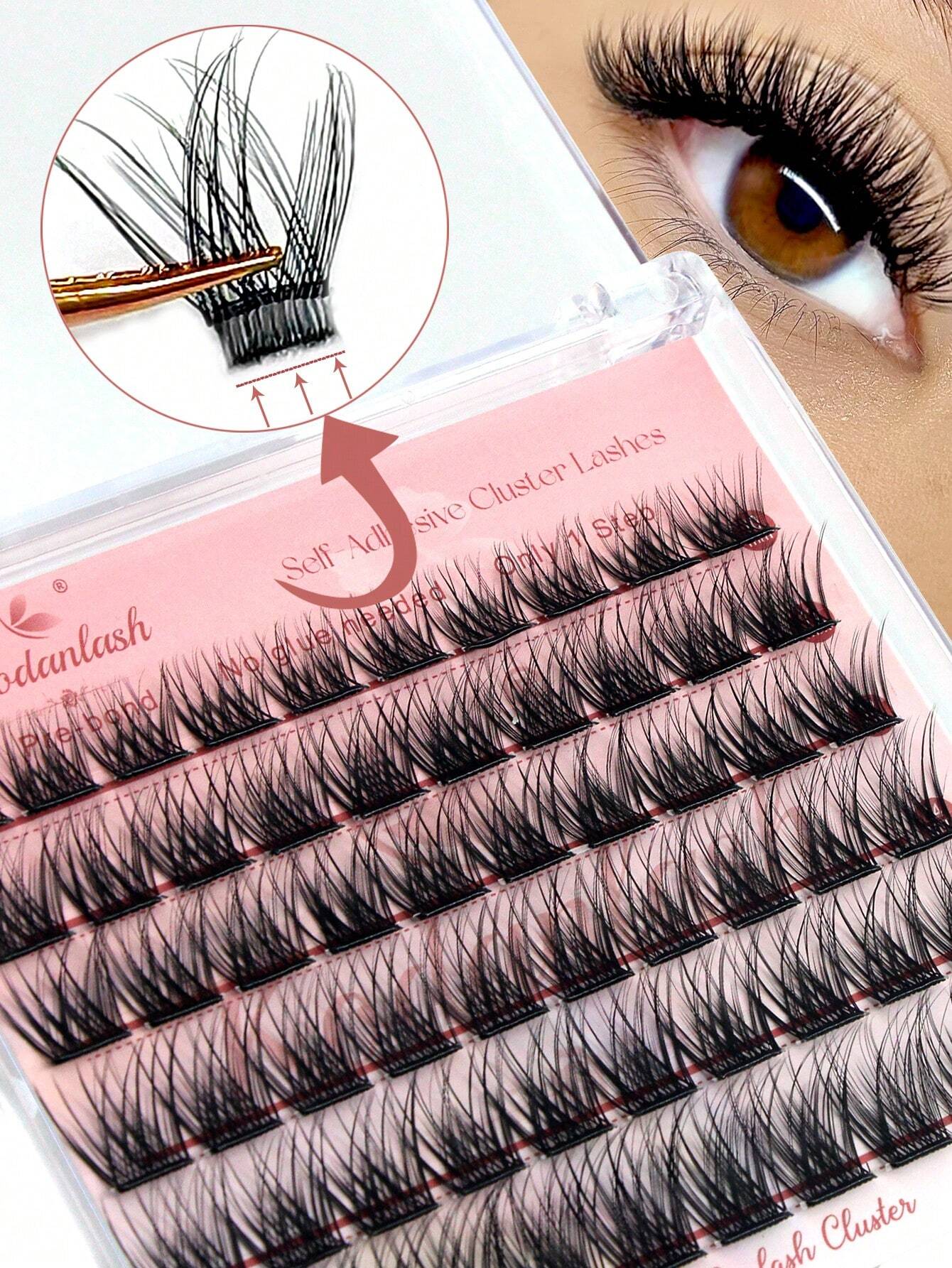60pcs Self-Adhesive False Eyelashes, Press-On Lash Clusters, Natural Look, 10-16mm, No Glue Needed, Easy To Wear