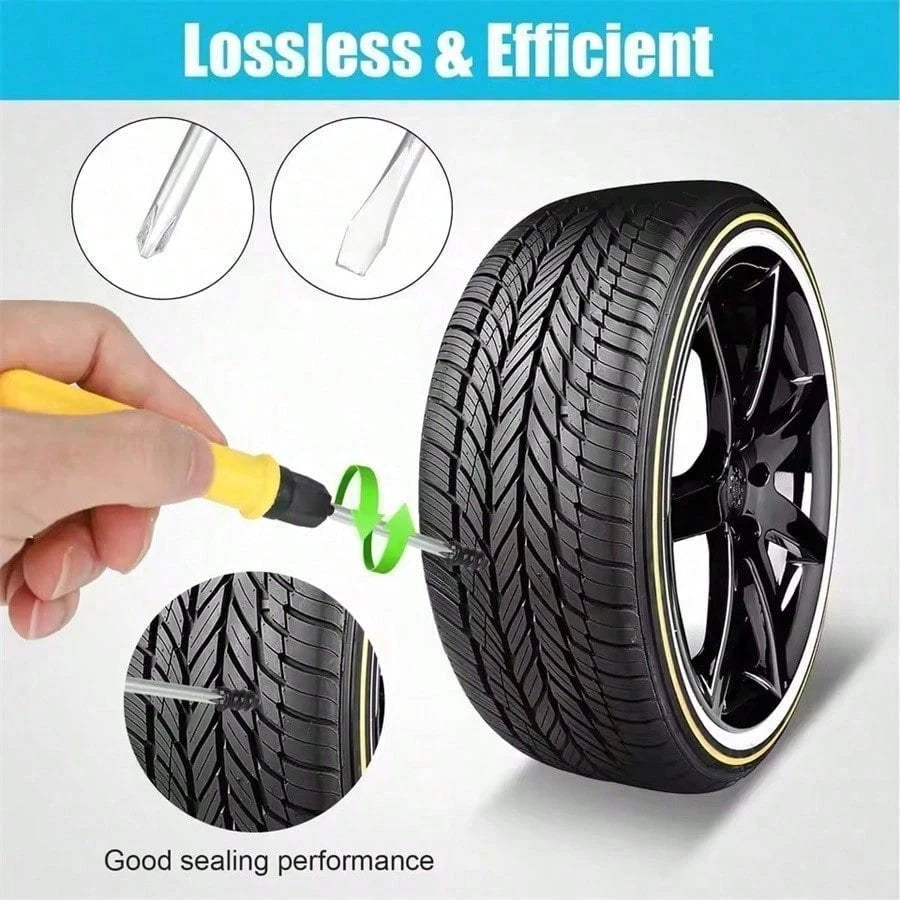 60PCS Tire Plug Kit, Tire Repair Rubber Nails, Vacuum Tyre Repair Screws Fast Repair Kit With A Box, Screwdriver, For Car Motorcycle Truck ATV Tire Puncture Repair