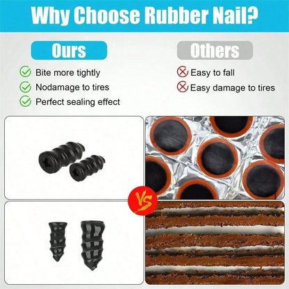 60PCS Tire Plug Kit, Tire Repair Rubber Nails, Vacuum Tyre Repair Screws Fast Repair Kit With A Box, Screwdriver, For Car Motorcycle Truck ATV Tire Puncture Repair