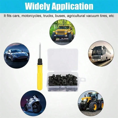 60PCS Tire Plug Kit, Tire Repair Rubber Nails, Vacuum Tyre Repair Screws Fast Repair Kit With A Box, Screwdriver, For Car Motorcycle Truck ATV Tire Puncture Repair