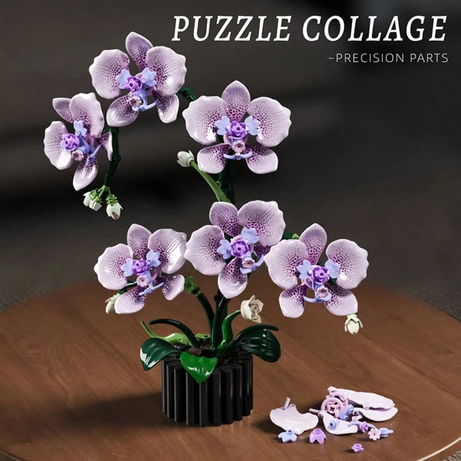 619pcs Flower Building Blocks Rose Bouquet Artificial Flower Arrangement, Indoor Decor DIY Ornament, Never Withered, Suitable For Romantic Bouquet, Home Office Decoration, Valentine's Day, New Year, B