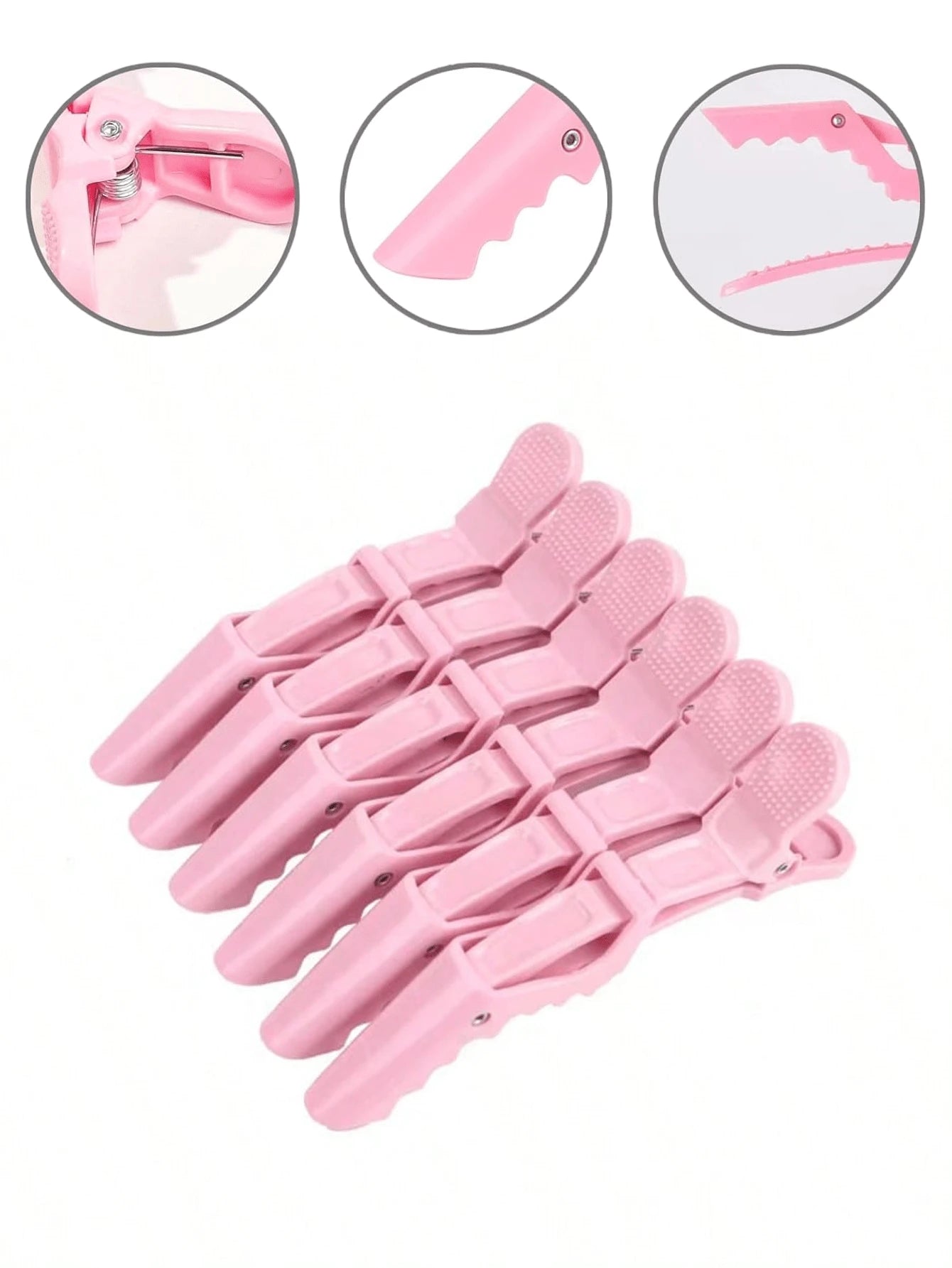 6pcs/12pcs Pink Crocodile Hair Clips, Plastic Crocodile Hair Clips, Seamless Bangs Clips, Duck Bill Crocodile Clips, Makeup Artist Positioning Clips, Hairstylist Sectioning Clips, Anti-Slip Crocodile