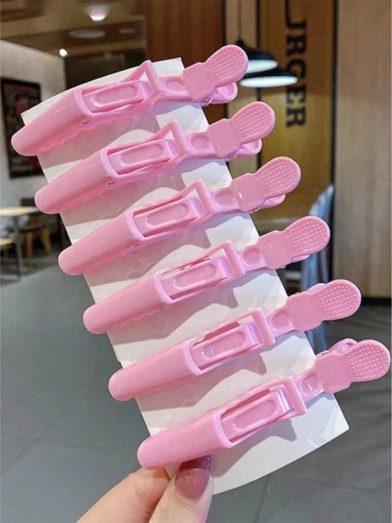 6pcs/12pcs Pink Crocodile Hair Clips, Plastic Crocodile Hair Clips, Seamless Bangs Clips, Duck Bill Crocodile Clips, Makeup Artist Positioning Clips, Hairstylist Sectioning Clips, Anti-Slip Crocodile